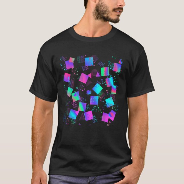 Retro Geometric Pattern 80s 90s Gift Memphis Style T-Shirt (Front)