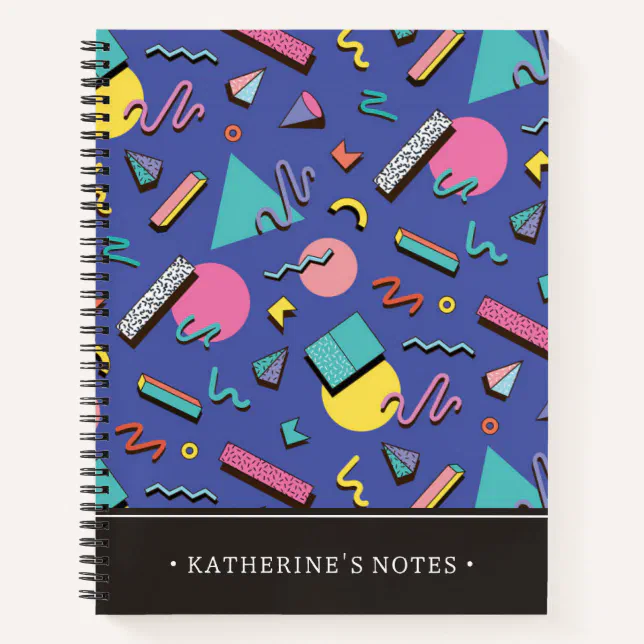 Notebook Patterns Retro Retro Geometric Pattern | Add Your Name Notebook | Zazzle