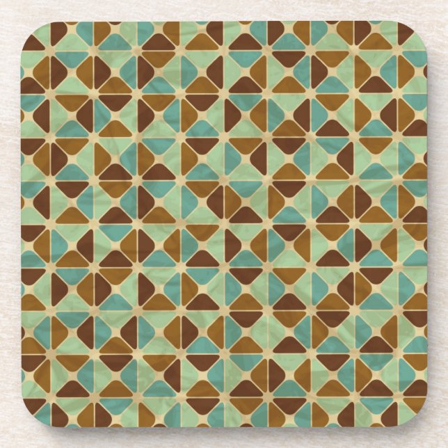 Retro geometric pattern beverage coaster (Front)