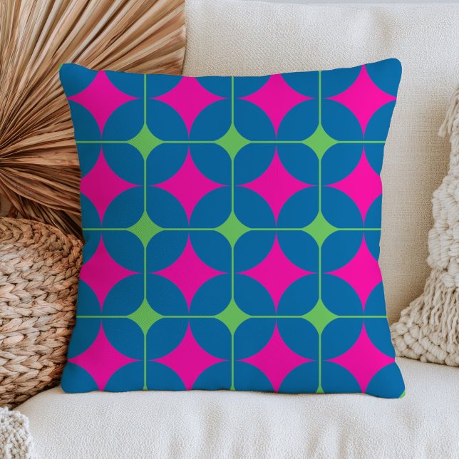 Retro Geometric Pattern Bold Mid Century Modern Throw Pillow (Creator Uploaded)
