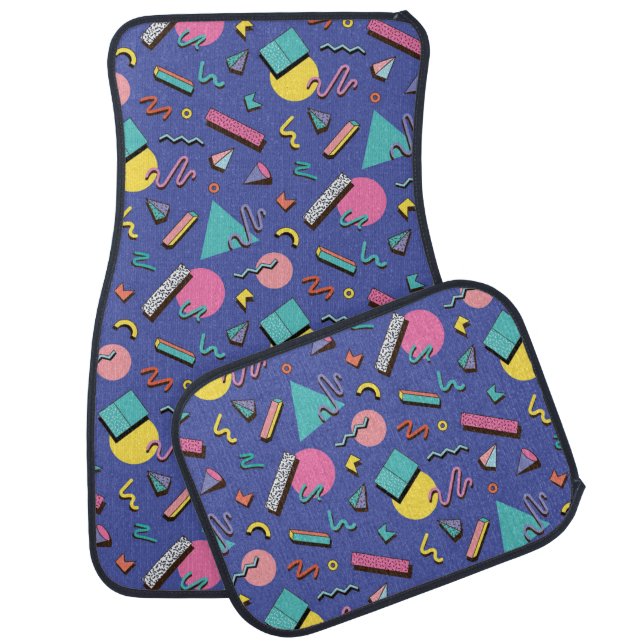 Retro Geometric Pattern Car Floor Mat (Set)