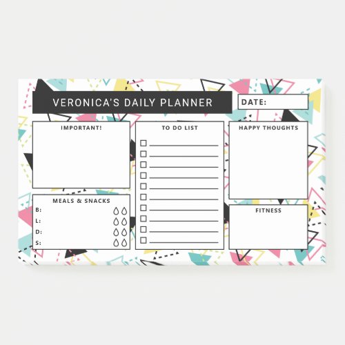 Retro Geometric Pattern Daily Planner Post_it Notes