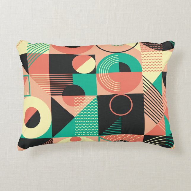 Retro Geometric Pattern Design Accent Pillow (Front)