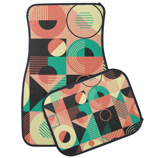 Retro Geometric Pattern Design Car Floor Mat (Set)