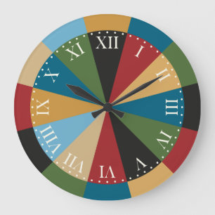 Retro Geometric Pattern Elegant Italian Colors Large Clock