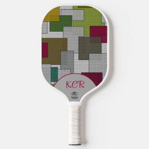 Retro Geometric Pattern Gray Maroon Trendy Pickleball Paddle