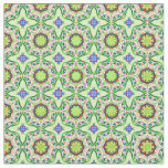 Retro geometric pattern greens and blues fabric