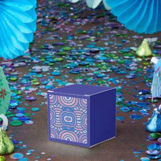 Retro Geometric Pattern in Blue and Pink Favor Boxes