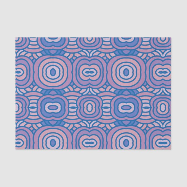 Retro Geometric Pattern in Blue and Pink  Tissue Paper (Front)