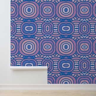 Retro Geometric Pattern in Blue and Pink Wallpaper