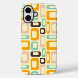 Retro geometric pattern in light beige background iPhone 16 plus case
