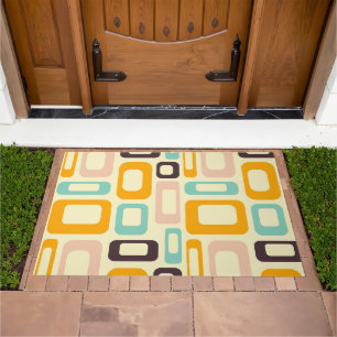 Retro geometric pattern in light beige background doormat