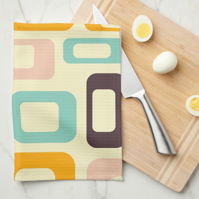 Retro geometric pattern in light beige background kitchen towel (Quarter Fold)