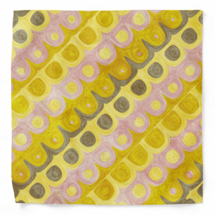 Retro Geometric Pattern in Yellow and Pink Bandana