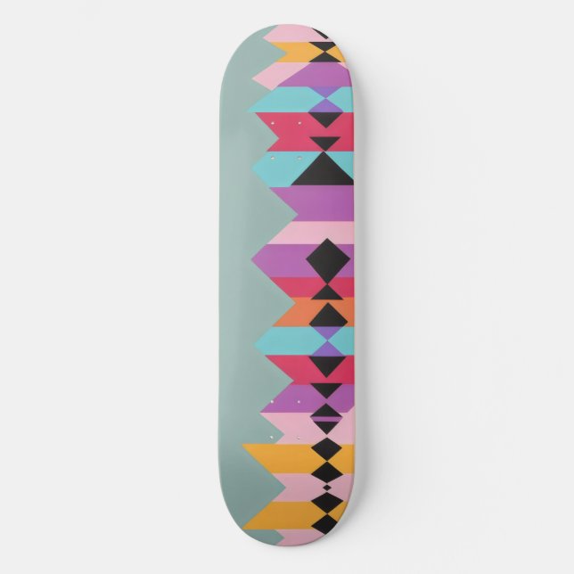 Retro Geometric Pattern mix Skateboard (Front)