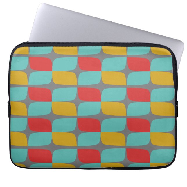 Retro  Geometric Pattern on gray Laptop Sleeve (Front)