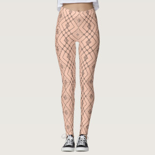 Retro Geometric Pattern on Peach Summer Look Leggings