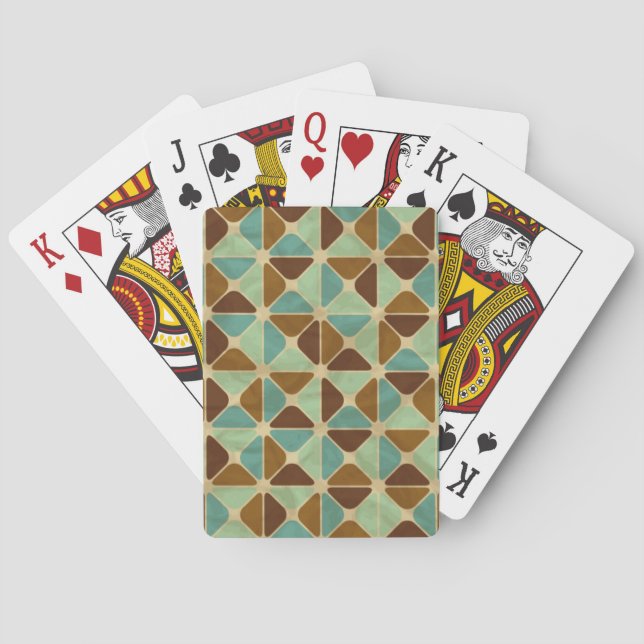 Retro geometric pattern poker cards (Back)