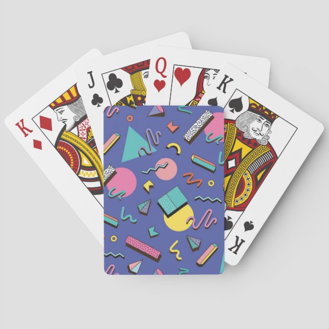 Retro Geometric Pattern Poker Cards (Back)