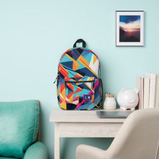 Retro geometric pattern printed backpack