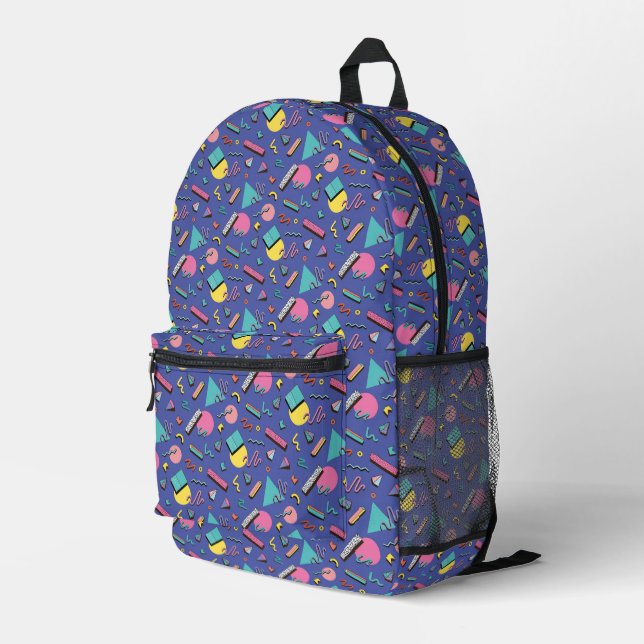 Retro Geometric Pattern Printed Backpack (Back Corner Right)