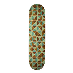 Retro geometric pattern skateboard deck