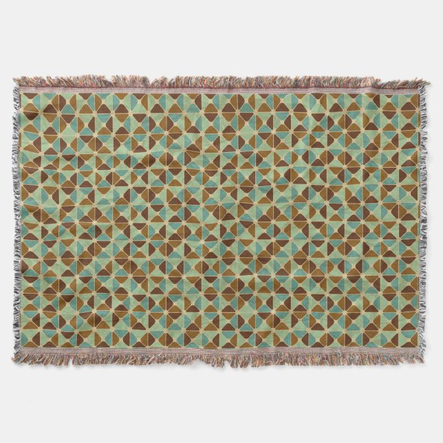 Retro geometric pattern throw blanket (Front)