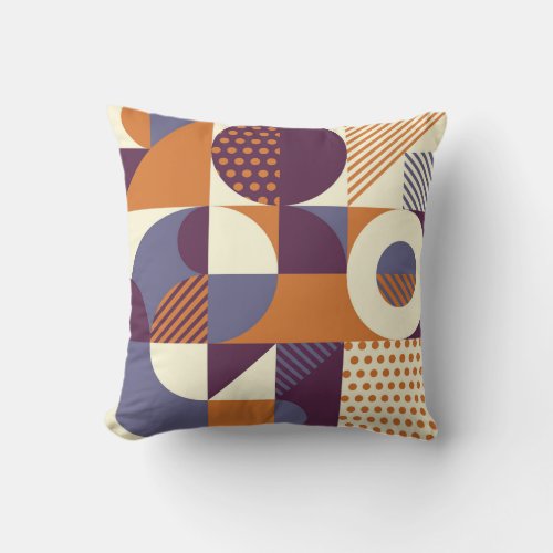 Retro Geometric Pattern Throw Pillow