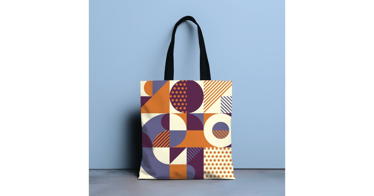 Retro Geometric Pattern Tote Bag | Zazzle
