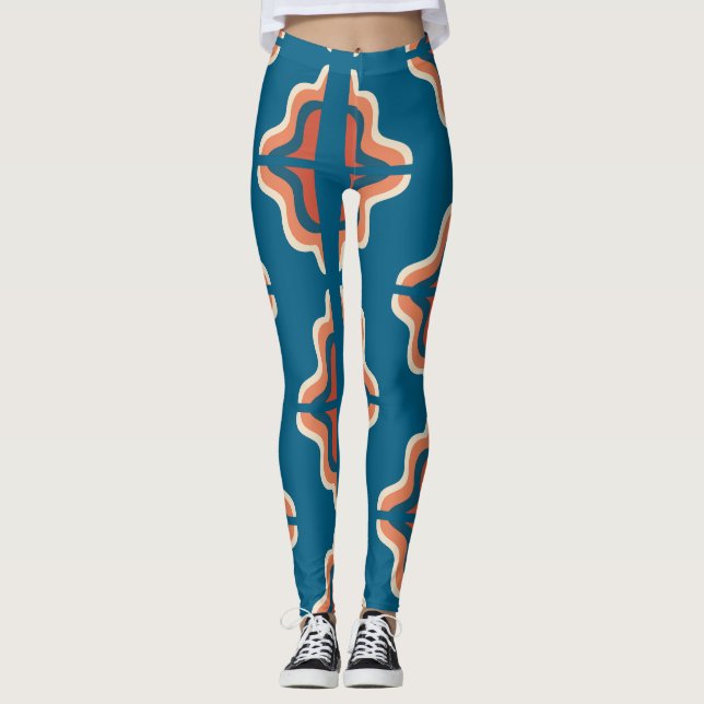 Retro Geometric Pattern/Vintage Boho Abstract Leggings (Front)