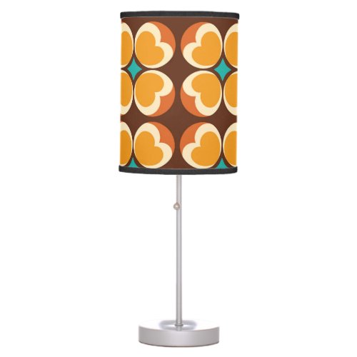 Retro Geometric Pattern with Heart Shapes Table Lamp
