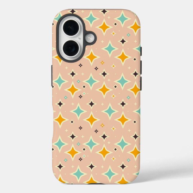 Retro geometric pattern with teal, orange, black Case-Mate iPhone case (Back)