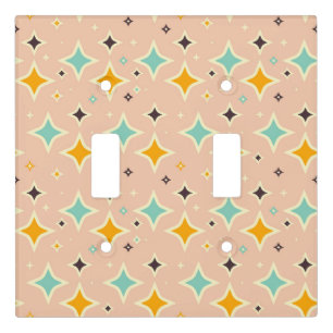 Retro geometric pattern with teal, orange, black light switch cover