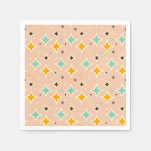 Retro geometric pattern with teal, orange, black napkins