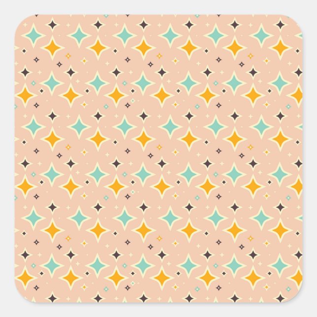Retro geometric pattern with teal, orange, black square sticker (Front)