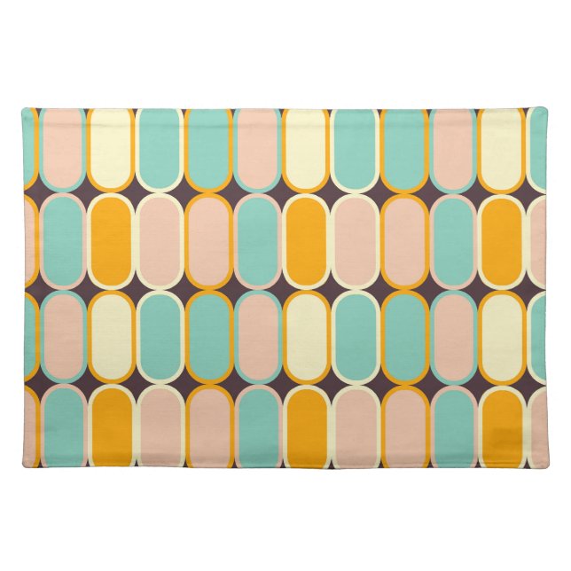 Retro geometric pattern with vertical ovals cloth placemat (Front)