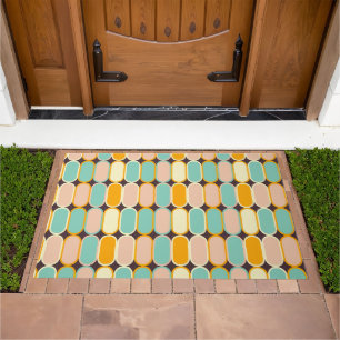 Retro geometric pattern with vertical ovals doormat