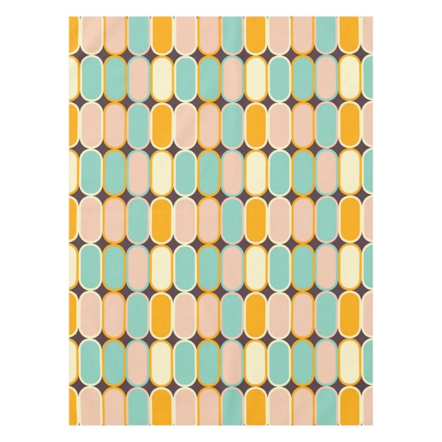 Retro geometric pattern with vertical ovals tablecloth (Front)