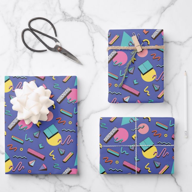 Retro Geometric Pattern Wrapping Paper Sheets (Front)