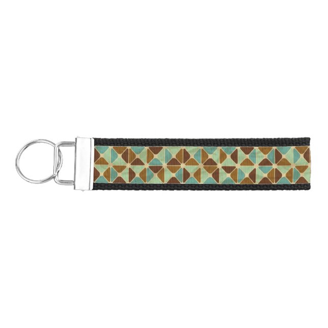 Retro geometric pattern wrist keychain (Keys on Left)