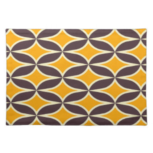Retro geometric pattern yellow and brown leaf cloth placemat