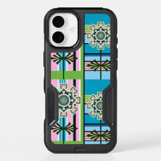 Retro geometric patterns and fantasy flower iPhone 16 plus case