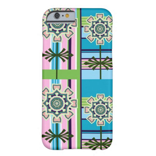 Retro geometric patterns and fantasy flowers barely there iPhone 6 case