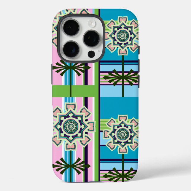 Retro geometric patterns and fantasy flowers Case-Mate iPhone case (Back)