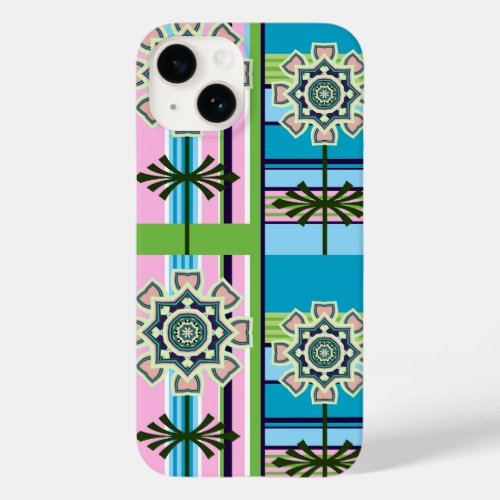 Retro geometric patterns and fantasy flowers Case_Mate iPhone 14 case