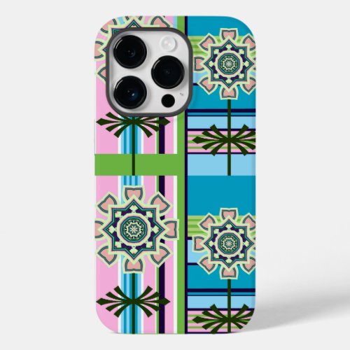 Retro geometric patterns and fantasy flowers Case_Mate iPhone 14 pro case