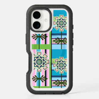 Retro geometric patterns and fantasy flowers iPhone 16 case