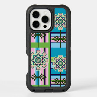 Retro geometric patterns and fantasy flowers iPhone 16 pro max case