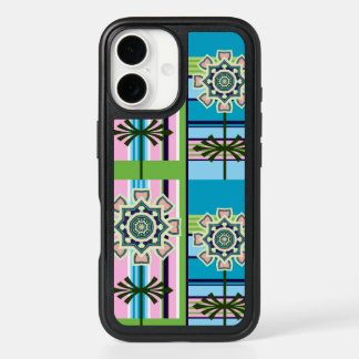 Retro geometric patterns and fantasy flowers iPhone 16 case