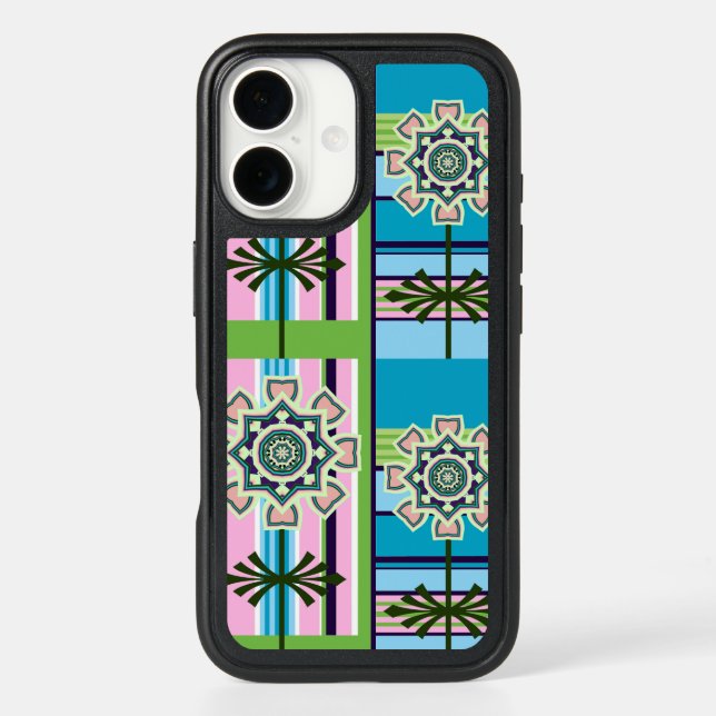 Retro geometric patterns and fantasy flowers otterbox iPhone case (Back)